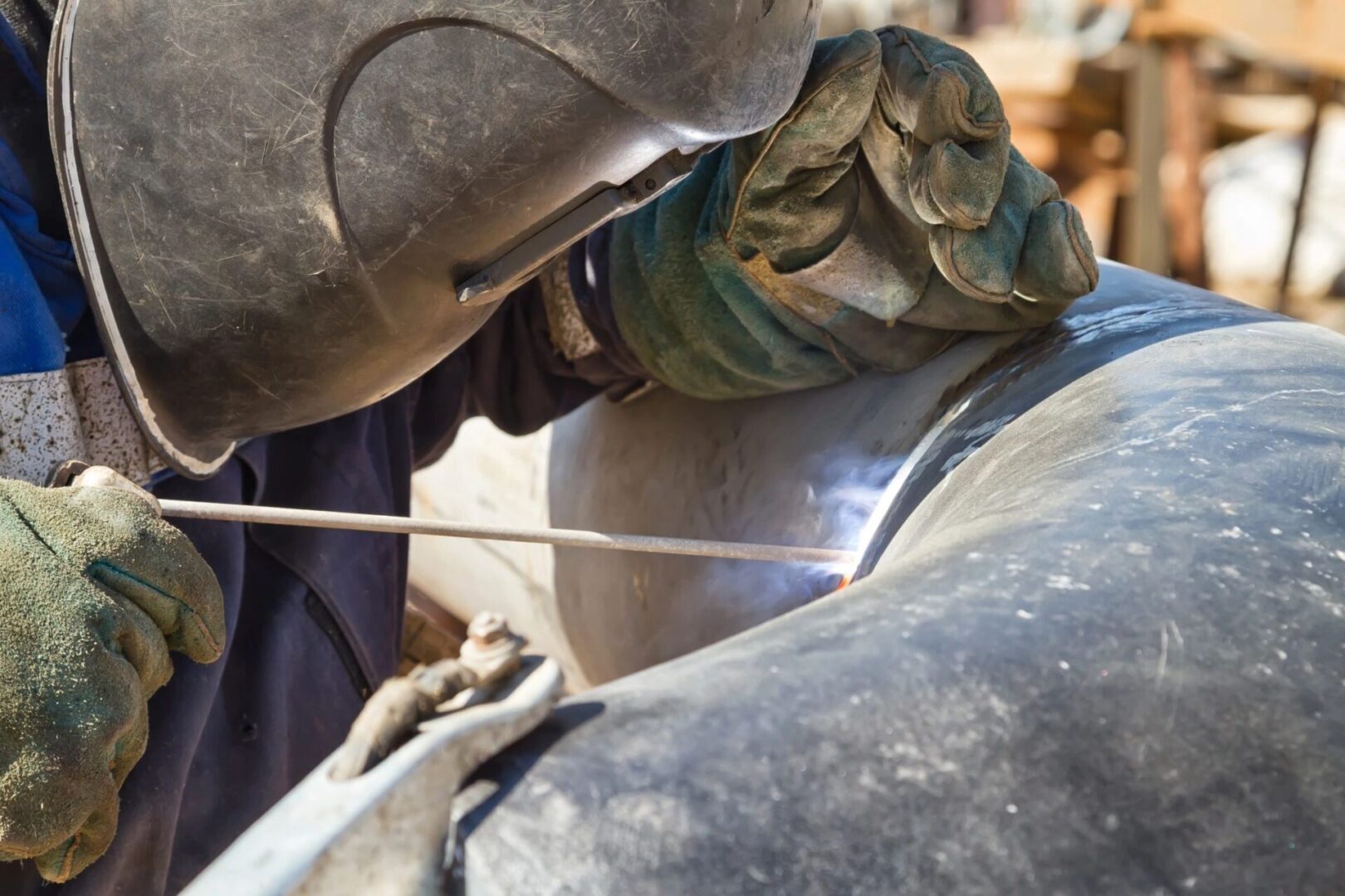 A person working on something in the air